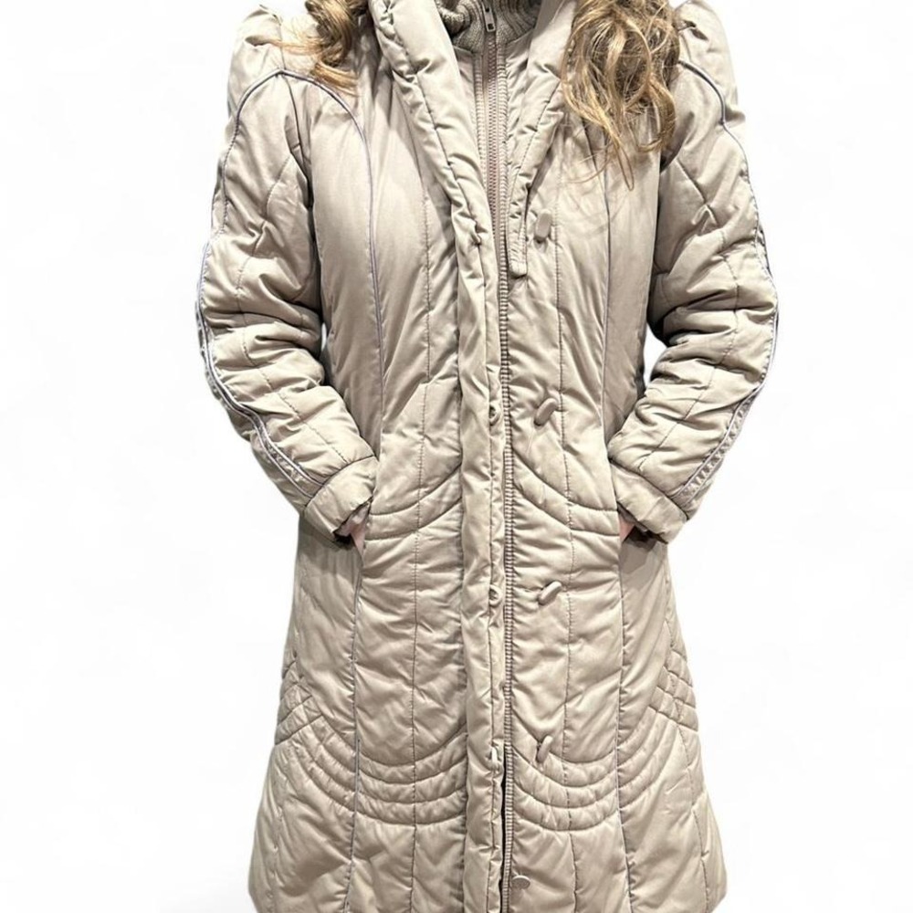 Women's tan jacket retro‎ 70s puffer cap sleeve by Collections size 10